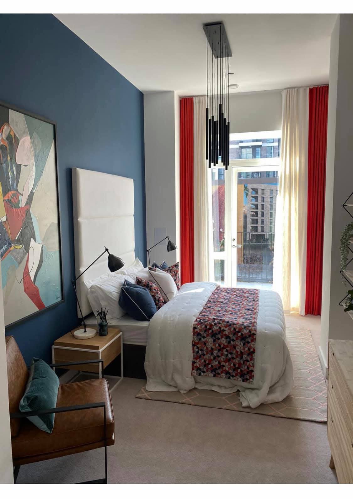 Freshly painted bedroom with feature wall in London